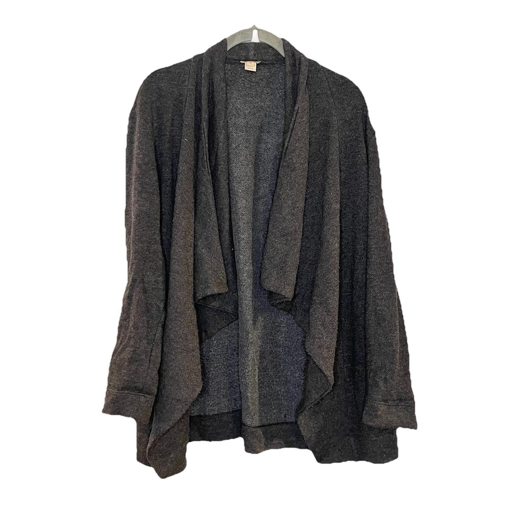 J Crew Cardigan Open Front Drapey Fleece Wool Cotton Blend Gray H2957 Size XS